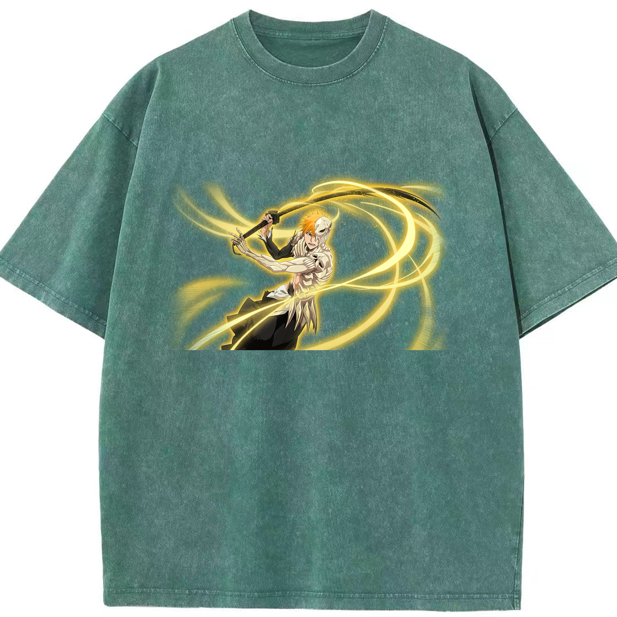 （画像用） ブリーチ 黒崎一護（くろさき いちご）BLEACH Kurosaki Ichigo 綿100% ヴィンテージ風 半袖Tシャツ（フロントプリント）